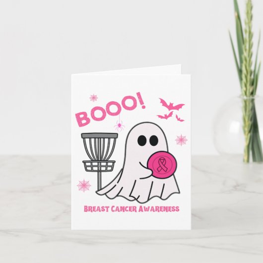 Griezelige Disc Golf Halloween Borstkanker Bewustz Kaart (Voorkant)