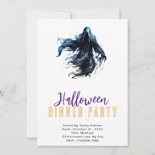 Griezelige Doodgraver Halloween Dinerfeest Kaart (Voorkant)