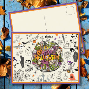 Griezelige Doodles Fijne Halloween Feestdagenkaart