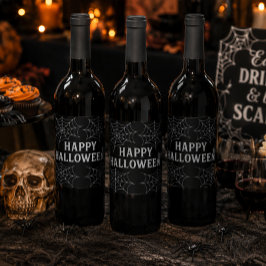 Griezelige drankjes Gelukkig Halloween Spinnenwebb Wijn Etiket