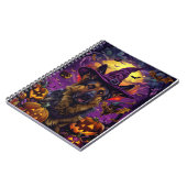 Griezelige Duitse Herdershond Halloween Heks Pompo Notitieboek (Linkerzijde)