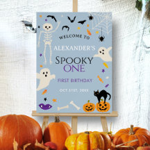 Griezelige Eén 1e verjaardag Halloween Blauwe Welk