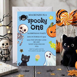 Griezelige Eén 1e Verjaardag Halloween Feestje Kaart