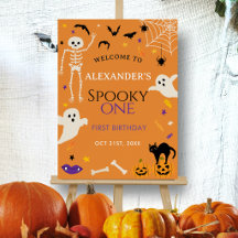 Griezelige Eén 1e verjaardag Halloween Oranje Welk