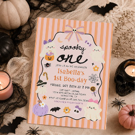 Griezelige Eén Geest Halloween Verjaardagsuitnodig Kaart