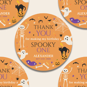 Griezelige Eén Halloween 1e Verjaardag Bedankt Ora Ronde Sticker