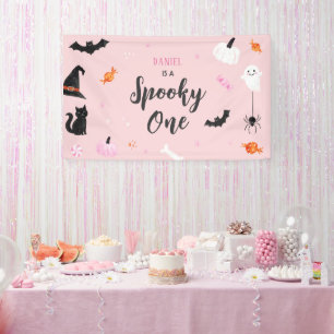 Griezelige Eén Halloween 1e Verjaardag Meisjes Gee Spandoek