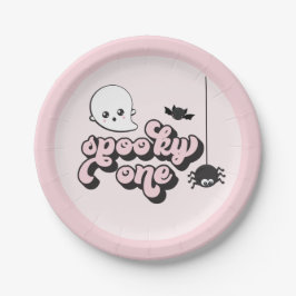 Griezelige Eén Halloween 1e verjaardag papieren bo Bordje