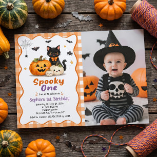 Griezelige Eén Halloween 1e Verjaardagsuitnodiging Kaart