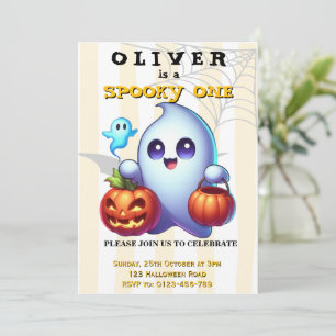 Griezelige Eén Halloween 1e Verjaardagsuitnodiging Kaart