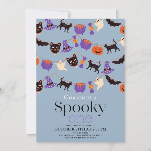 Griezelige Eén Halloween Blauwe 1e Verjaardag Kaart (Voorkant)