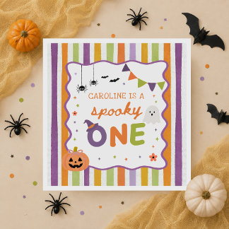 Griezelige Eén Halloween Geest 1e Verjaardag Serve Servet