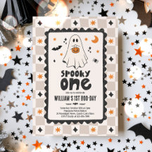 Griezelige Eén Halloween Jongen Geest 1e Verjaarda