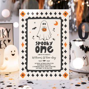 Griezelige Eén Halloween Jongen Geest 1e Verjaarda Kaart