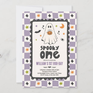 Griezelige Eén Halloween Jongen Geest 1e Verjaarda Kaart