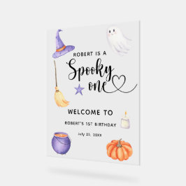 Griezelige Eén Halloween Welkom op de 1e Verjaarda Acryl Bord