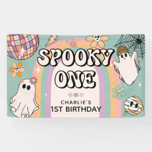 Griezelige Eén Retro 1e Verjaardag Halloween Feest Spandoek