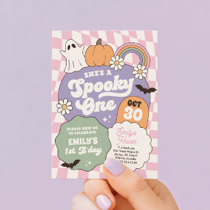 Griezelige Eén Retro Halloween 1e Verjaardag Kaart