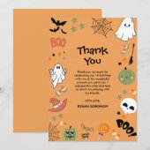 Griezelige Eén Schattige Geest Halloween 1e Verjaa Bedankkaart (Voorkant / Achterkant)