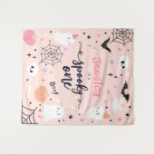 Griezelige Eén Schattige Halloween Geest 1e Verjaa Wandkleed (Voorkant (horizontaal))