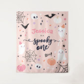 Griezelige Eén Schattige Halloween Geest 1e Verjaa Wandkleed (Voorkant)