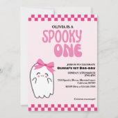 Griezelige eentje schattige spook roze meisje eers kaart (Voorkant)