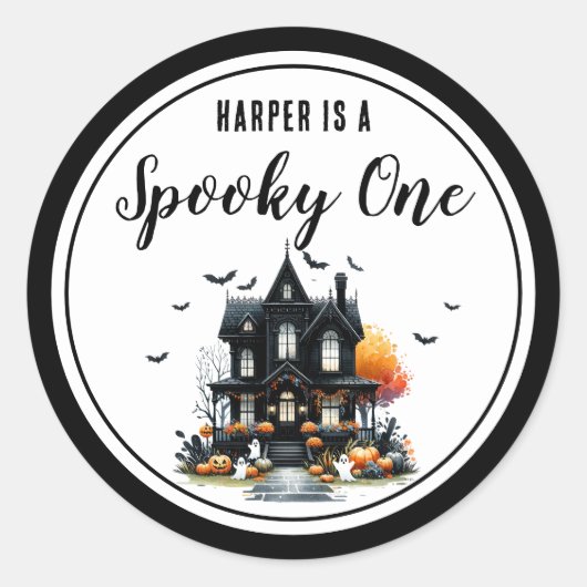 Griezelige Eerste Halloween Verjaardagsfeestje Ronde Sticker (Voorkant)