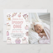 Griezelige Eerste Verjaardag Foto Uitnodiging (Voorkant)