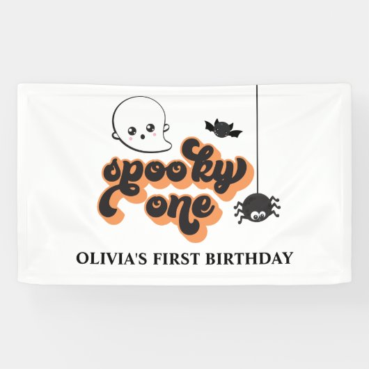 Griezelige eerste verjaardag Halloween Spandoek (Horizontaal)
