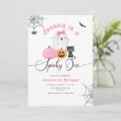 Griezelige eerste verjaardag van meisje met Hallow Kaart (Staand voorkant)