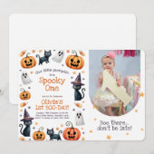 Griezelige eerste verjaardagsuitnodiging voor Hall Kaart (Voorkant / Achterkant)
