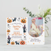 Griezelige eerste verjaardagsuitnodiging voor Hall Kaart (Staand voorkant)