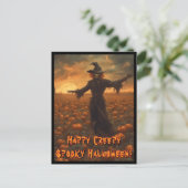 Griezelige en enge Halloween-vogelverschrikker-ans Briefkaart (Staand voorkant)