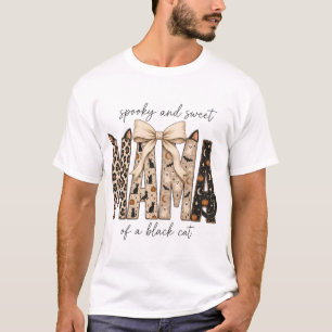 Griezelige en Lieve Mama van een Zwarte Kat Hallow T-shirt