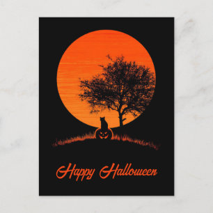Griezelige en schattige Halloween-uitnodigingskaar Briefkaart