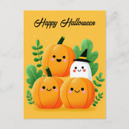 Griezelige en schattige Halloween-wenskaart Briefkaart