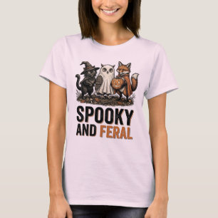 Griezelige En Wilde Vintage Bosdieren Halloween T-shirt