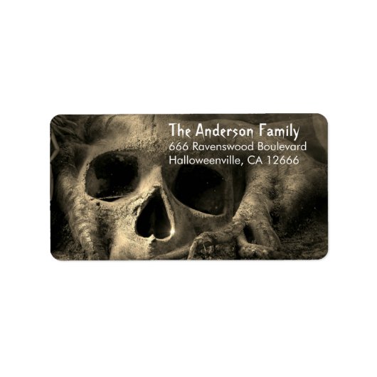 Griezelige Enge Geheime Schedel Halloween Etiket (Voorkant)