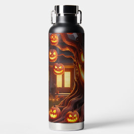 GRIEZELIGE ENGE HALLOWEEN BOOM MET ORANJE POMPOENE WATERFLES