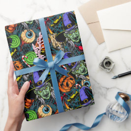 Griezelige enge Halloween spooky Cadeaupapier