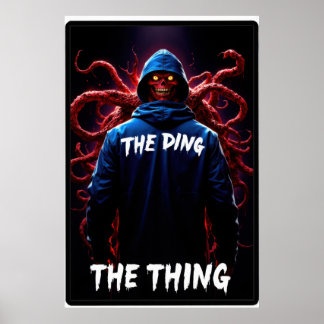 Griezelige figuur in een hoodie met tentakels en g poster