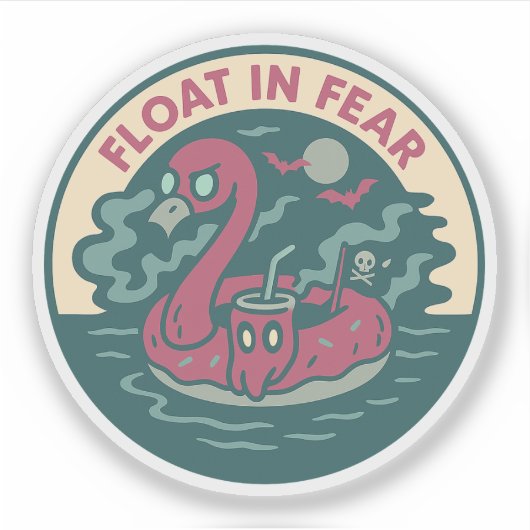 Griezelige Flamingo Piraat Pret Sticker (Voorkant)