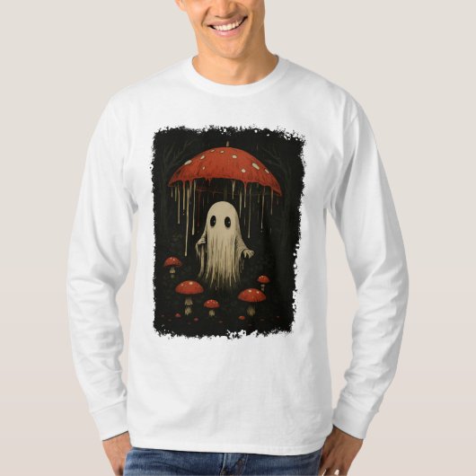 Griezelige Forest Ghost onder druipende paddenstoe T-shirt (Voorkant)