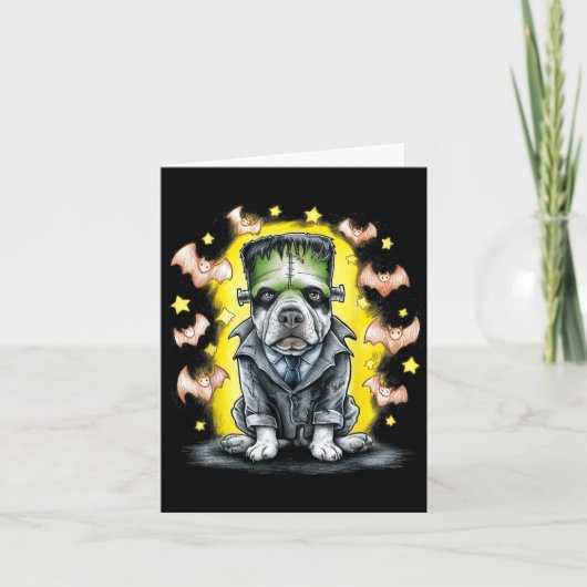 Griezelige Frankenstein Monsterhond - Enge Hallowe Kaart (Voorkant)