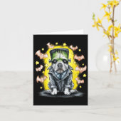 Griezelige Frankenstein Monsterhond - Enge Hallowe Kaart (Gele Bloem)