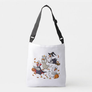 Griezelige ganzen op de parade Halloween snoep of  Crossbody Tas