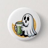 Griezelige Geest Drinkt Matcha Halloween  Ronde Button 5,7 Cm (Voorkant)