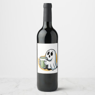 Griezelige Geest Drinkt Matcha Halloween  Wijn Etiket