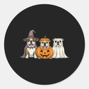 Griezelige Geest Engelse Bulldog Pompoen Halloween Ronde Sticker