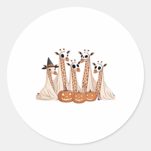 Griezelige Geest Giraffe Halloween Grappige Afrika Ronde Sticker (Voorkant)